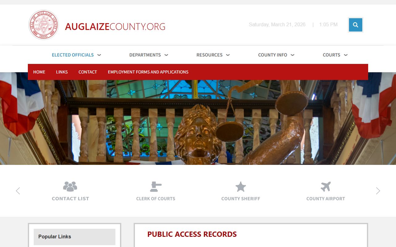 Auglaize County public access records page for court records search
