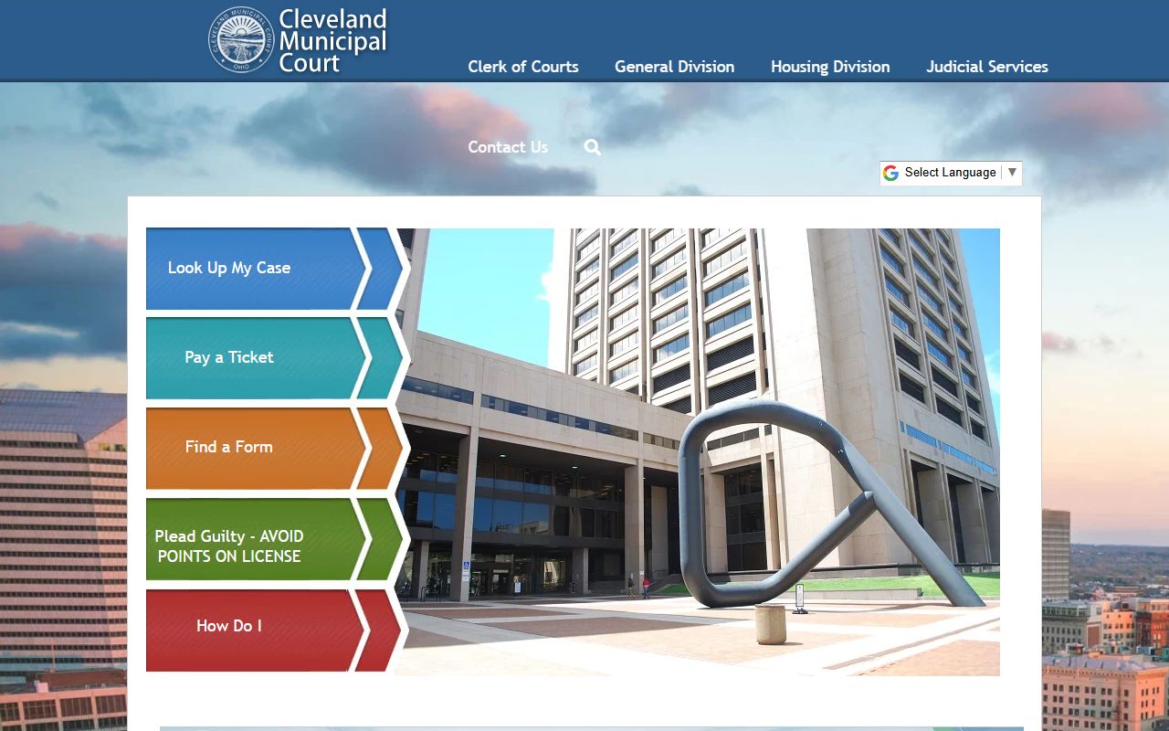 Cleveland Municipal Court website for Cuyahoga County court records
