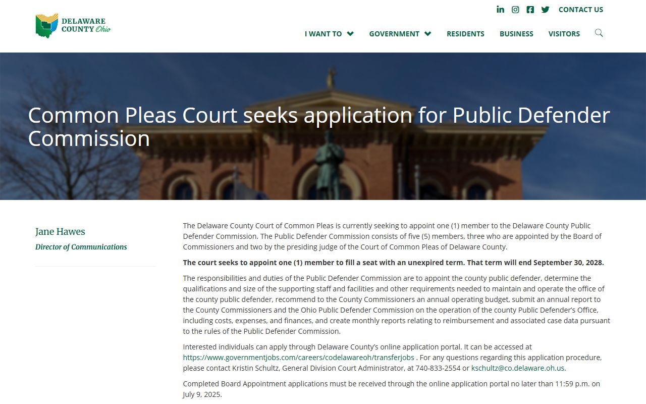 Delaware County Court of Common Pleas website for court records