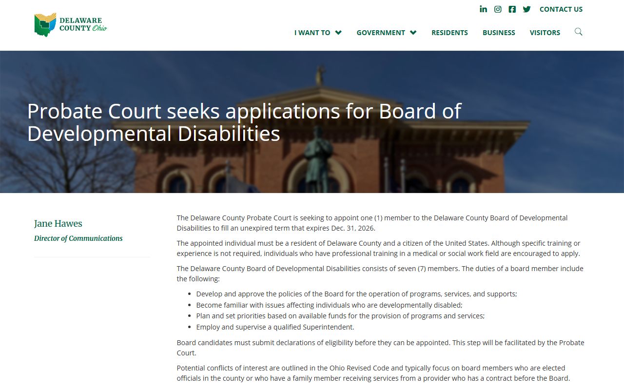 Delaware County Probate Court website for court records