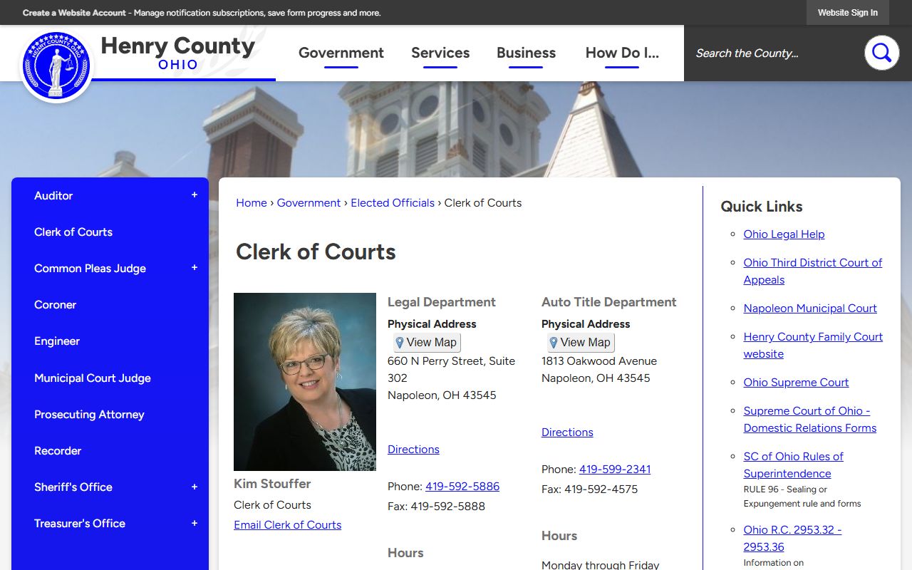 Henry County Clerk of Courts CourtView system for court records search