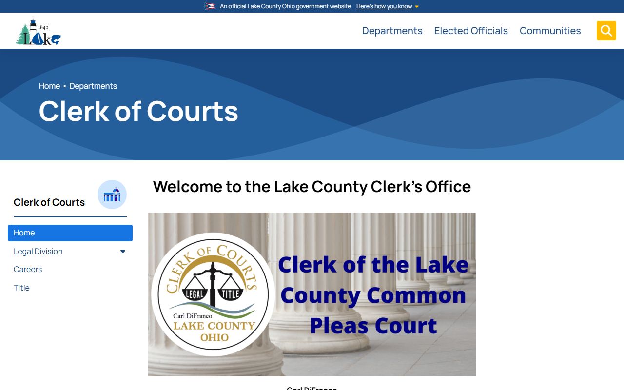 Lake County Clerk of Courts website for court records search
