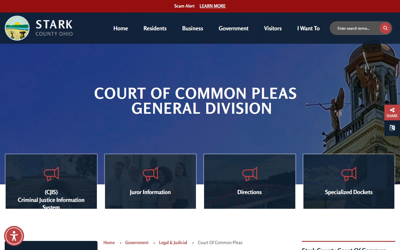 Stark County Court of Common Pleas website for court records