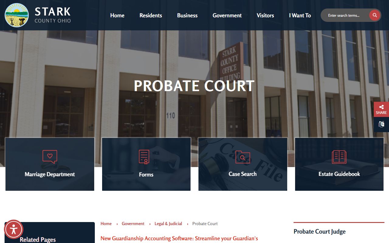 Stark County Probate Court website for court records