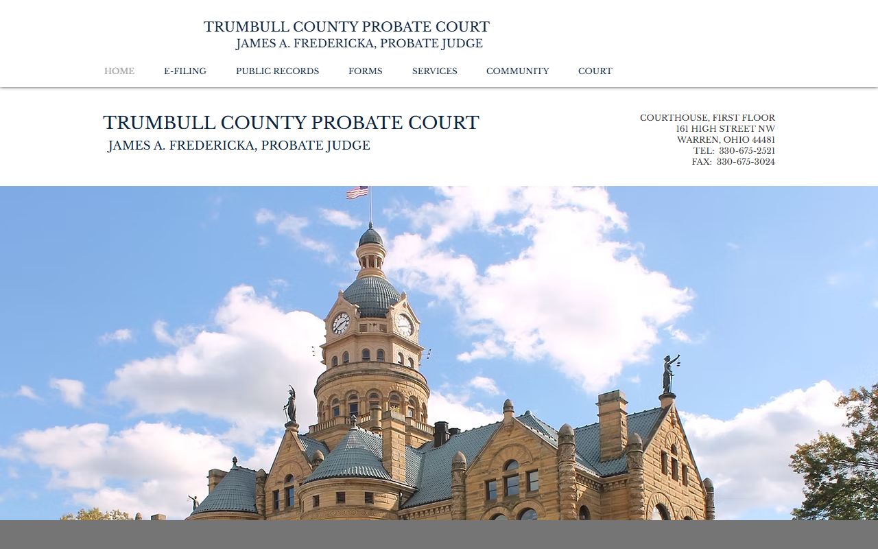 Trumbull County Probate Court website for court records