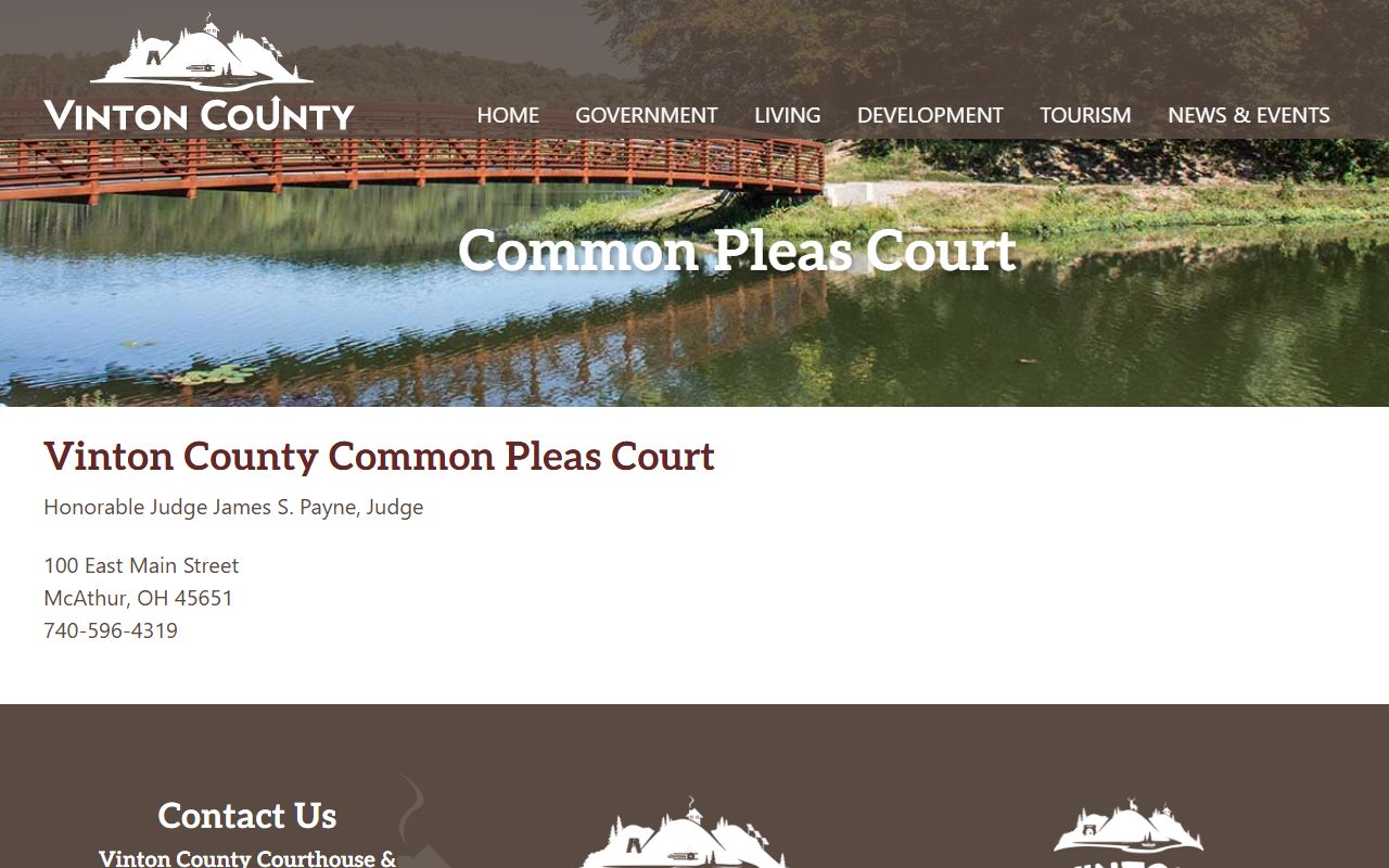 Vinton County Court of Common Pleas website for court records