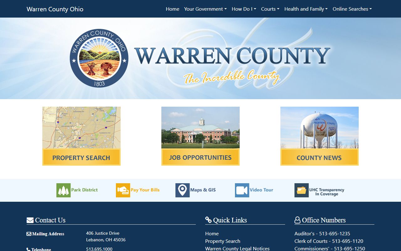 Warren County Court of Common Pleas website for court records