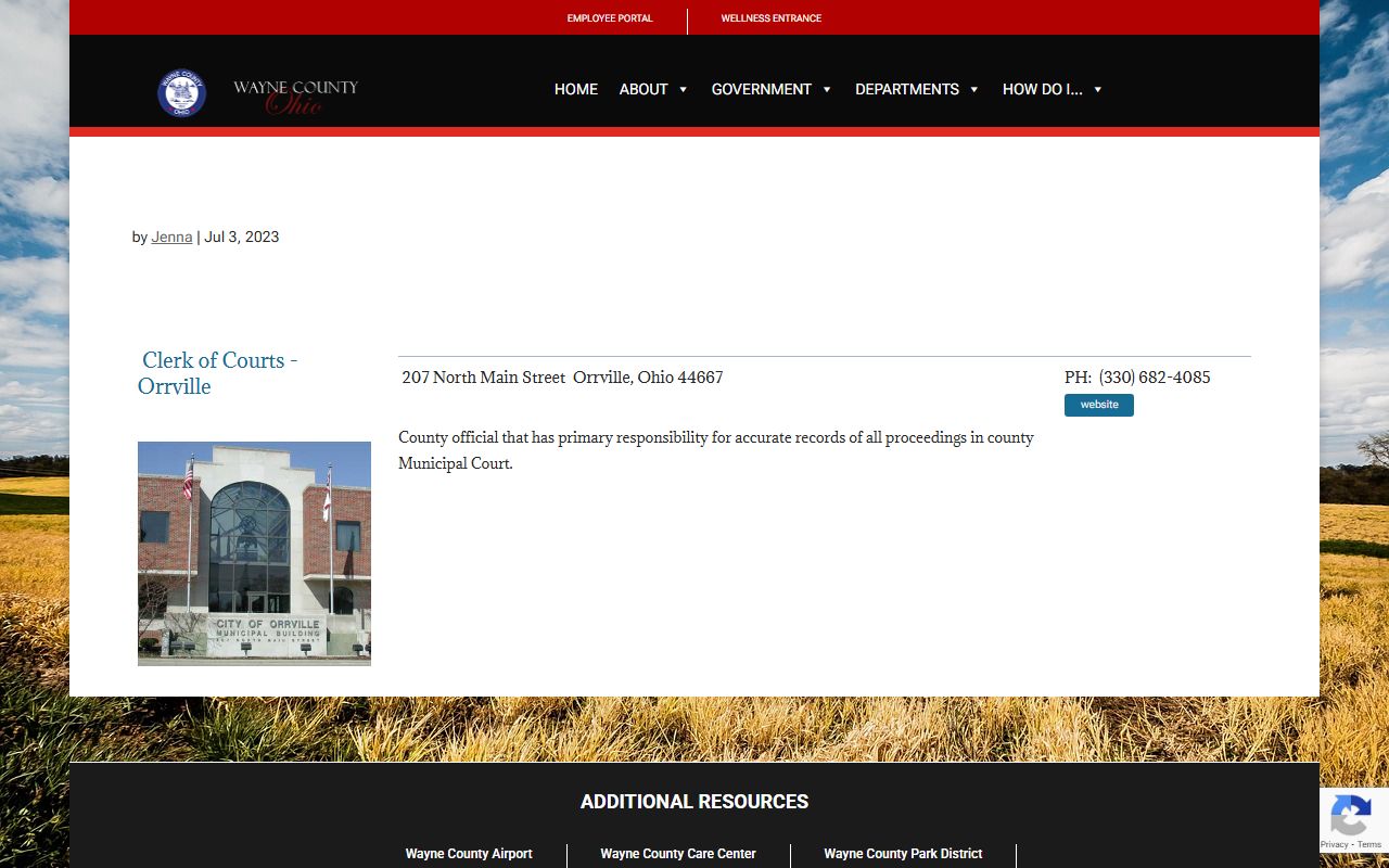 Wayne County Clerk of Courts website for court records