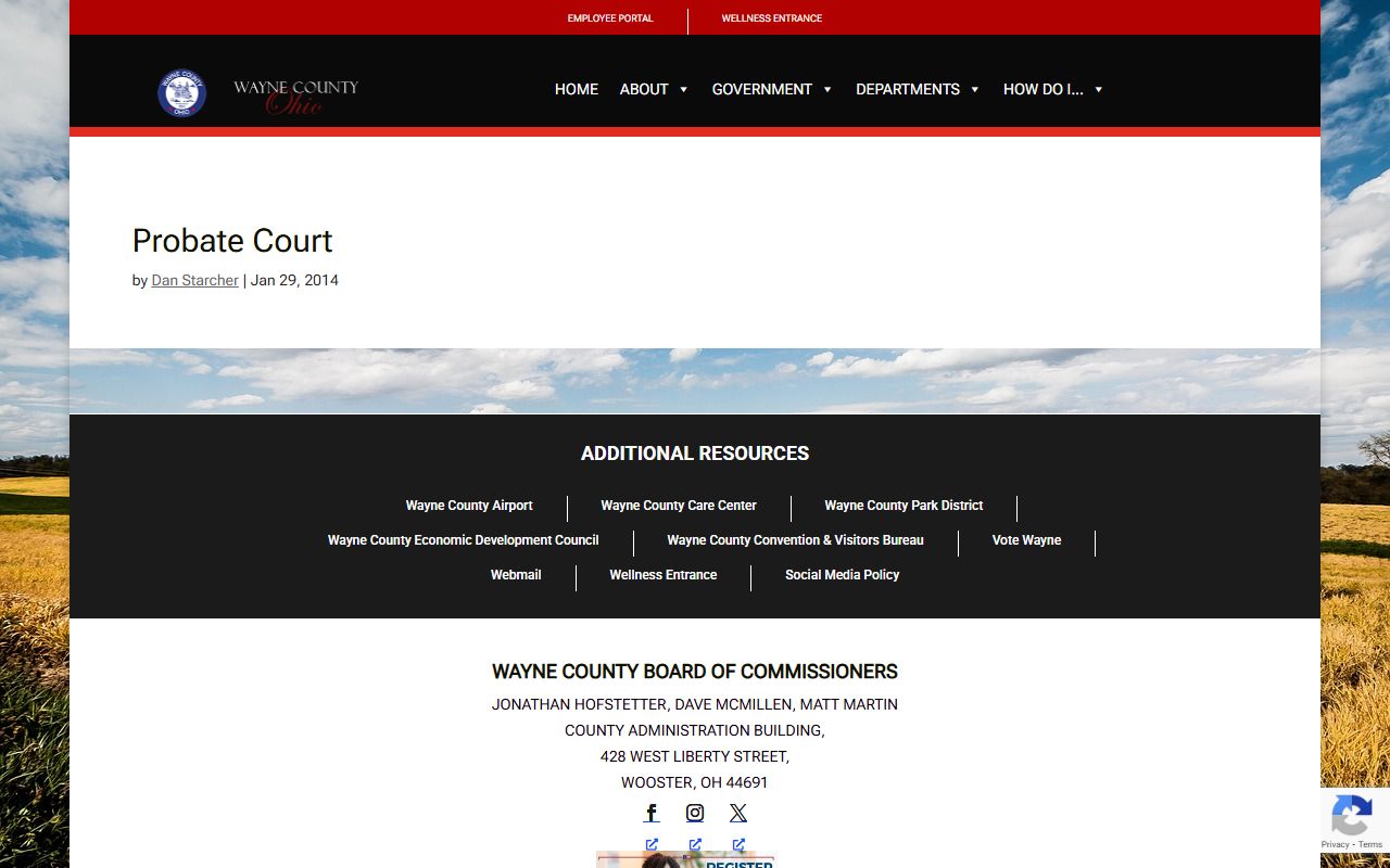 Wayne County Probate Court website for court records