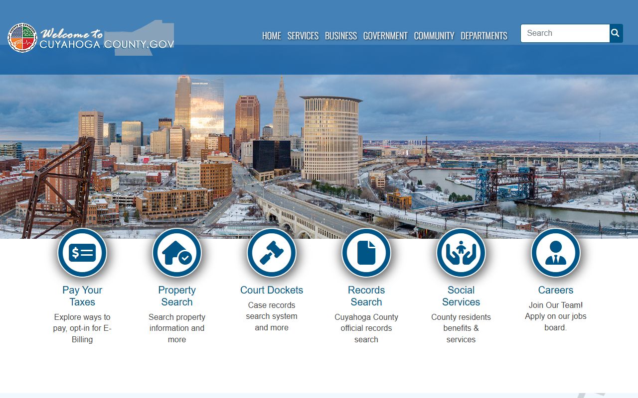 Cuyahoga County official website for Ohio court records search