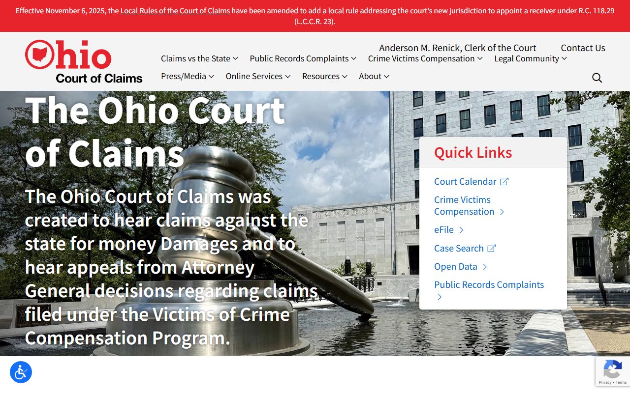 Ohio Court of Claims website for public records disputes