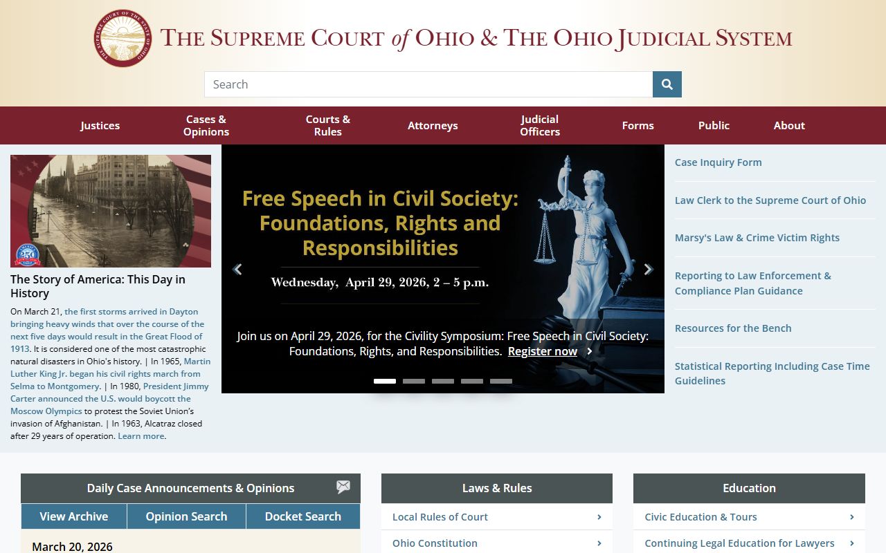 Ohio Supreme Court official website for Ohio court records